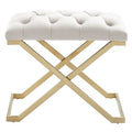 22 Ivory and Gold Contemporary Single Bench with Button Tufting