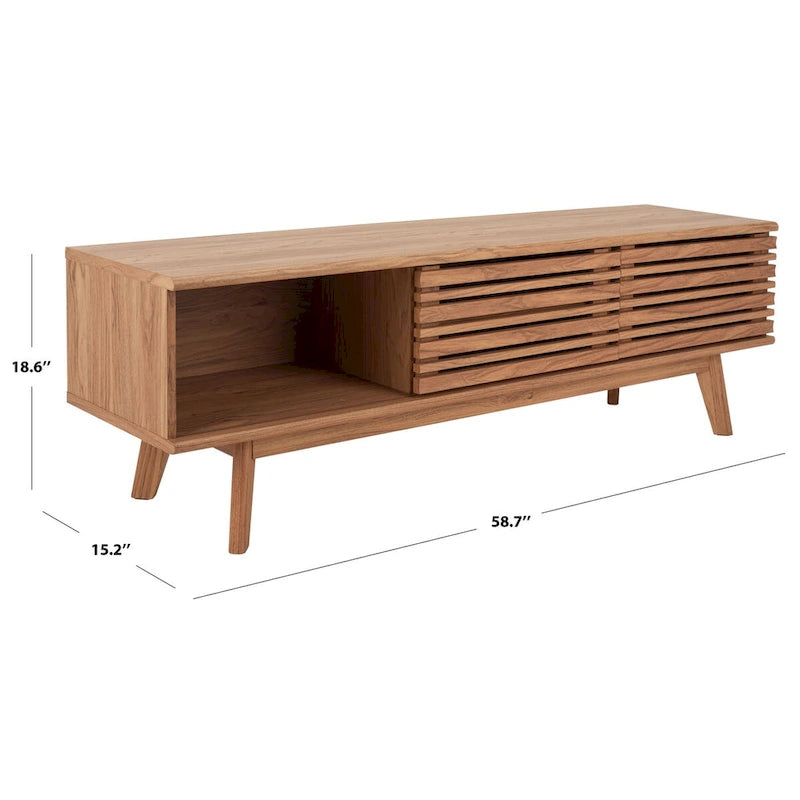 Meuble TV multimédia SAFAVIEH Teela en noyer, 150 cm (59 pouces) - 150 cm (59 po) L x 38 cm (15 po) l x 48 cm (19 po) H