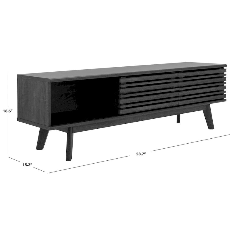 Meuble TV multimédia SAFAVIEH Teela en noyer, 150 cm (59 pouces) - 150 cm (59 po) L x 38 cm (15 po) l x 48 cm (19 po) H