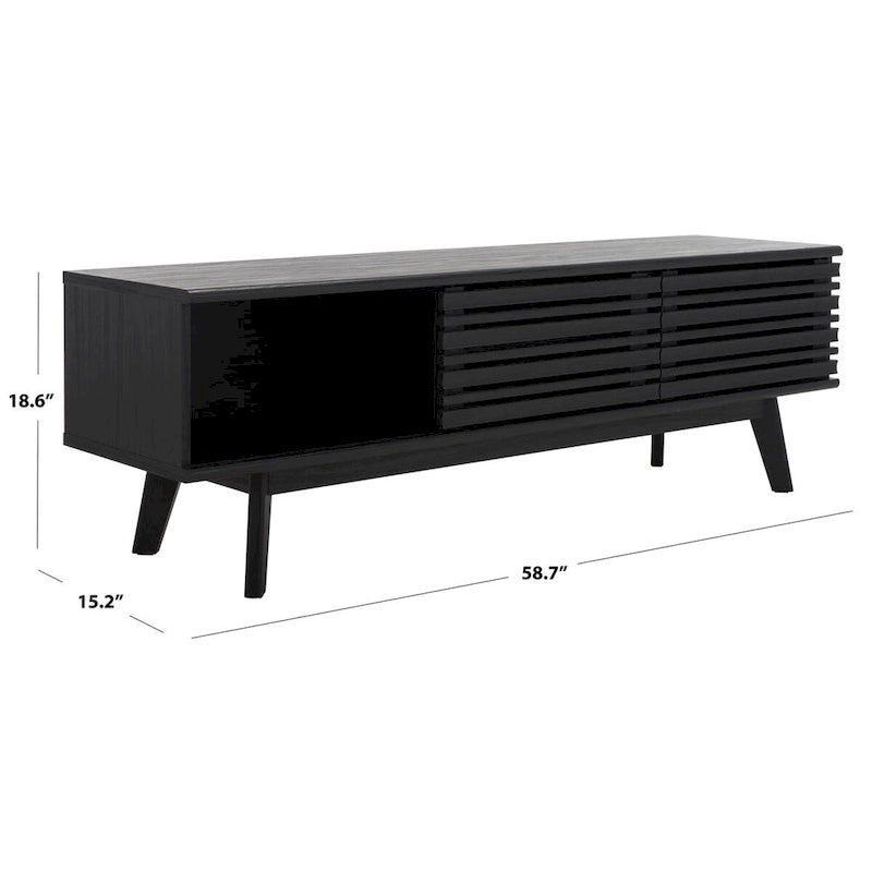 Meuble TV multimédia SAFAVIEH Teela en noyer, 150 cm (59 pouces) - 150 cm (59 po) L x 38 cm (15 po) l x 48 cm (19 po) H