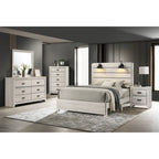 Edyth 4 Piece White LED Panel Bedroom Set