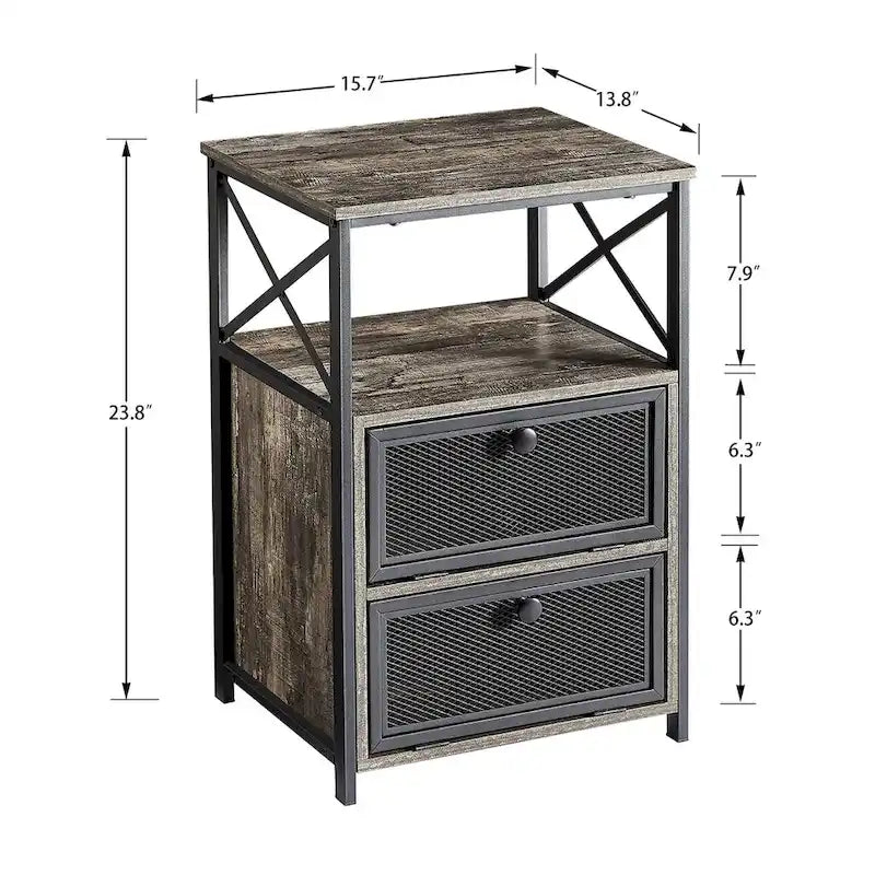 Table de chevet Javlergo avec 2 tiroirs et étagère de rangement pour chambre à coucher, petite table de chevet, table de nuit