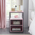 Table de chevet Javlergo avec 2 tiroirs et étagère de rangement pour chambre à coucher, petite table de chevet, table de nuit