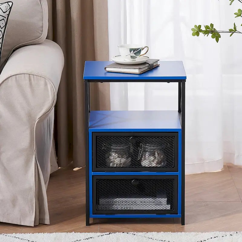 Table de chevet Javlergo avec 2 tiroirs et étagère de rangement pour chambre à coucher, petite table de chevet, table de nuit