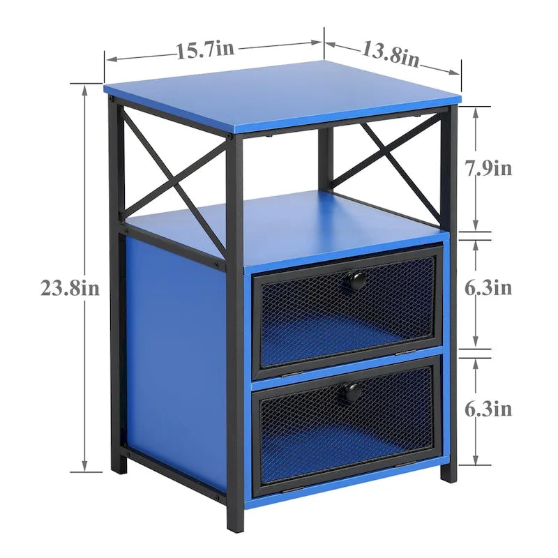 Table de chevet Javlergo avec 2 tiroirs et étagère de rangement pour chambre à coucher, petite table de chevet, table de nuit