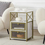 Table de chevet Javlergo avec 2 tiroirs et étagère de rangement pour chambre à coucher, petite table de chevet, table de nuit