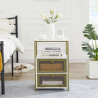 Table de chevet Javlergo avec 2 tiroirs et étagère de rangement pour chambre à coucher, petite table de chevet, table de nuit