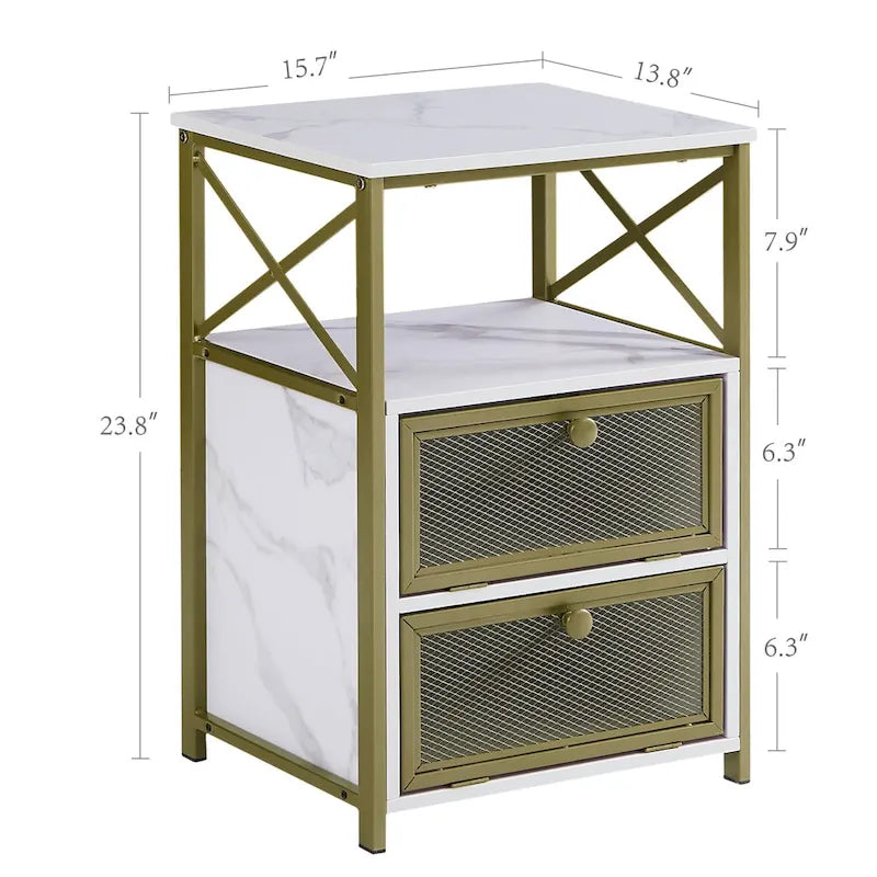 Table de chevet Javlergo avec 2 tiroirs et étagère de rangement pour chambre à coucher, petite table de chevet, table de nuit