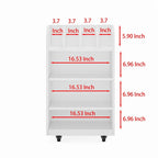 Îlot de cuisine mobile à 4 niveaux avec étagère à épices et roulettes verrouillables, design simple.