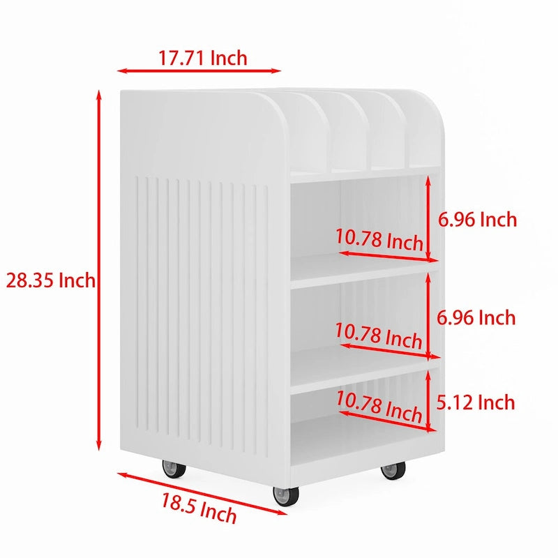Îlot de cuisine mobile à 4 niveaux avec étagère à épices et roulettes verrouillables, design simple.