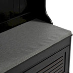 Banc d'entrée 5 en 1 avec portes à volets, porte-manteau, coussin et 4 crochets robustes, meuble d'entrée de 120 cm de large avec banc de rangement