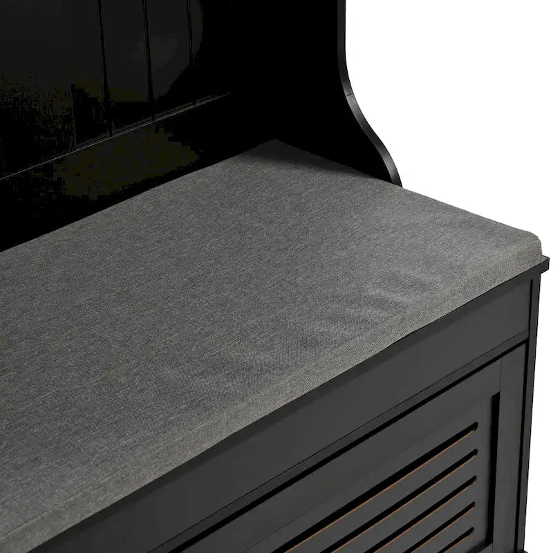 Banc d'entrée 5 en 1 avec portes à volets, porte-manteau, coussin et 4 crochets robustes, meuble d'entrée de 120 cm de large avec banc de rangement