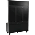 Banc d'entrée 5 en 1 avec portes à volets, porte-manteau, coussin et 4 crochets robustes, meuble d'entrée de 120 cm de large avec banc de rangement