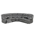 Lof Power Reclining Sectional Sofa Set, USB Port, Gray Gel Faux Leather