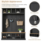 Banc de rangement d'entrée avec casiers à chaussures et porte-manteaux à crochets