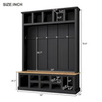 Banc de rangement d'entrée avec casiers à chaussures et porte-manteaux à crochets