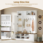 Banc de rangement d'entrée avec casiers à chaussures et porte-manteaux à crochets