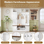 Banc de rangement d'entrée avec casiers à chaussures et porte-manteaux à crochets