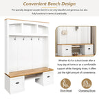 Banc de rangement d'entrée avec casiers à chaussures et porte-manteaux à crochets