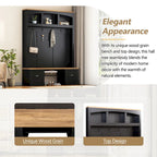 Banc de rangement d'entrée avec casiers à chaussures et porte-manteaux à crochets