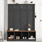 Banc de rangement d'entrée avec casiers à chaussures et porte-manteaux à crochets