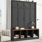 Banc de rangement d'entrée avec casiers à chaussures et porte-manteaux à crochets