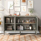 Meuble d'appoint 3 portes en MDF de 34 pouces de haut avec étagère réglable