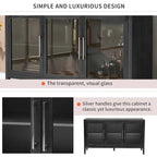 Meuble d'appoint 3 portes en MDF de 34 pouces de haut avec étagère réglable