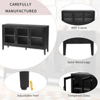 Meuble d'appoint 3 portes en MDF de 34 pouces de haut avec étagère réglable