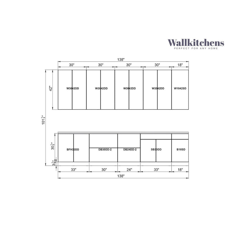 Collection Epicure de Kitchen Elite, base grise, largeur 11 pi (138 x 24 po)