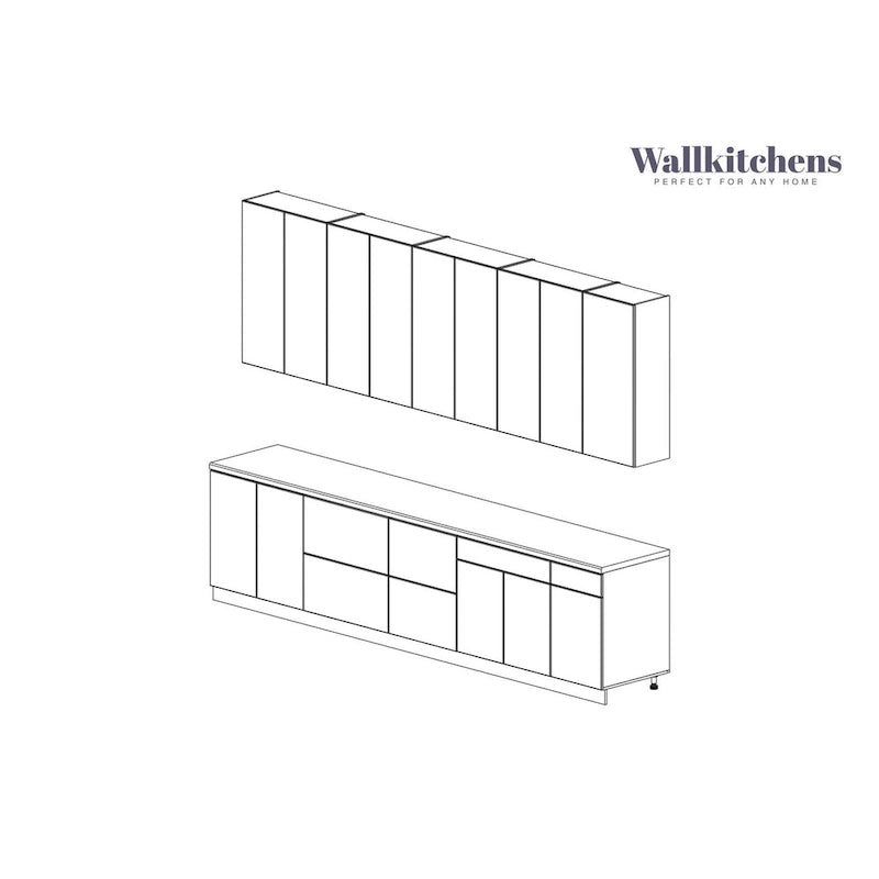 Collection Epicure de Kitchen Elite, base grise, largeur 11 pi (138 x 24 po)