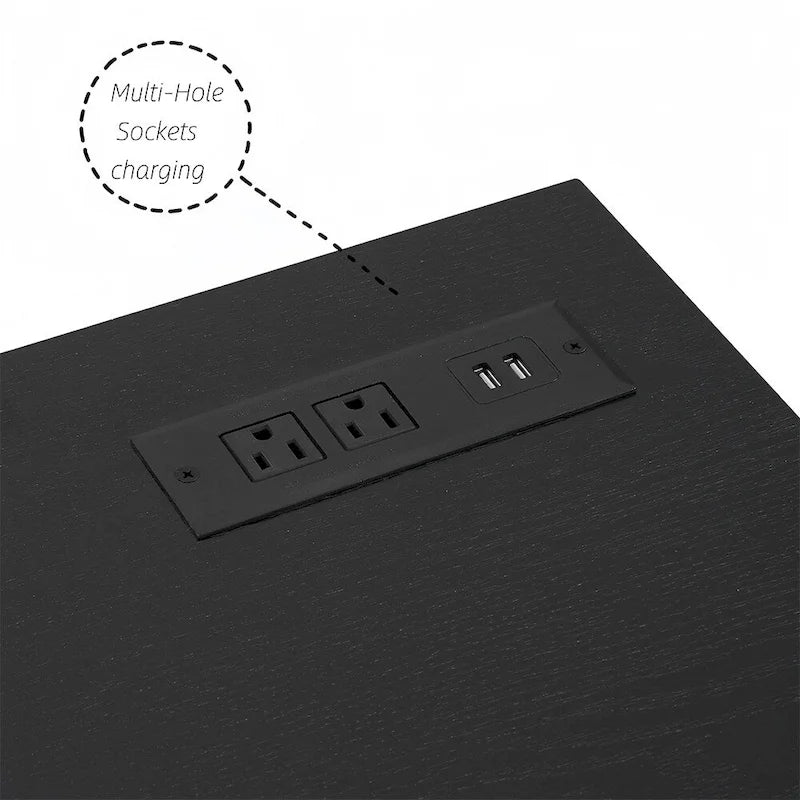 Meuble TV cheminée 58 W avec foyer de 18 pouces, éclairage LED et prise USB - 58 cm (L) x 15,5 cm (P) x 24,4 cm (H)