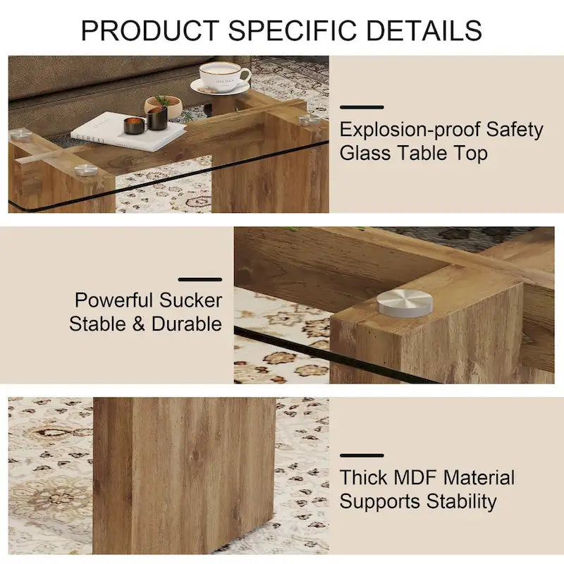 Table basse moderne minimaliste en verre trempé transparent