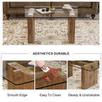 Table basse moderne minimaliste en verre trempé transparent