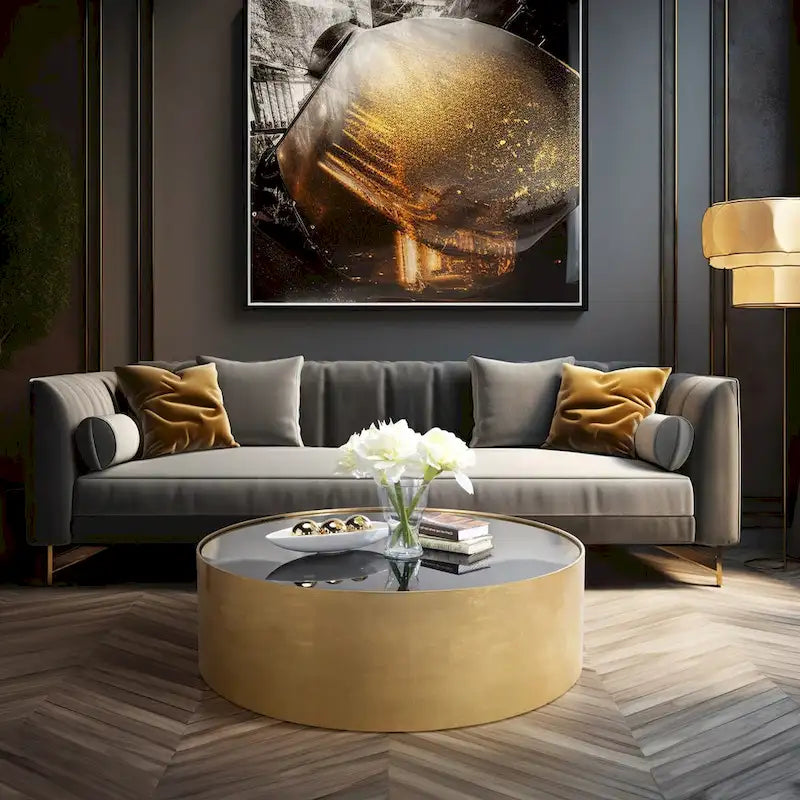 Sagebrook Home Modern Glam Wood Round Glass Coffee and End Table