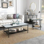 Puetz Contemporary White Glass Top 3-Piece Coffee Table Set by Furniture of America