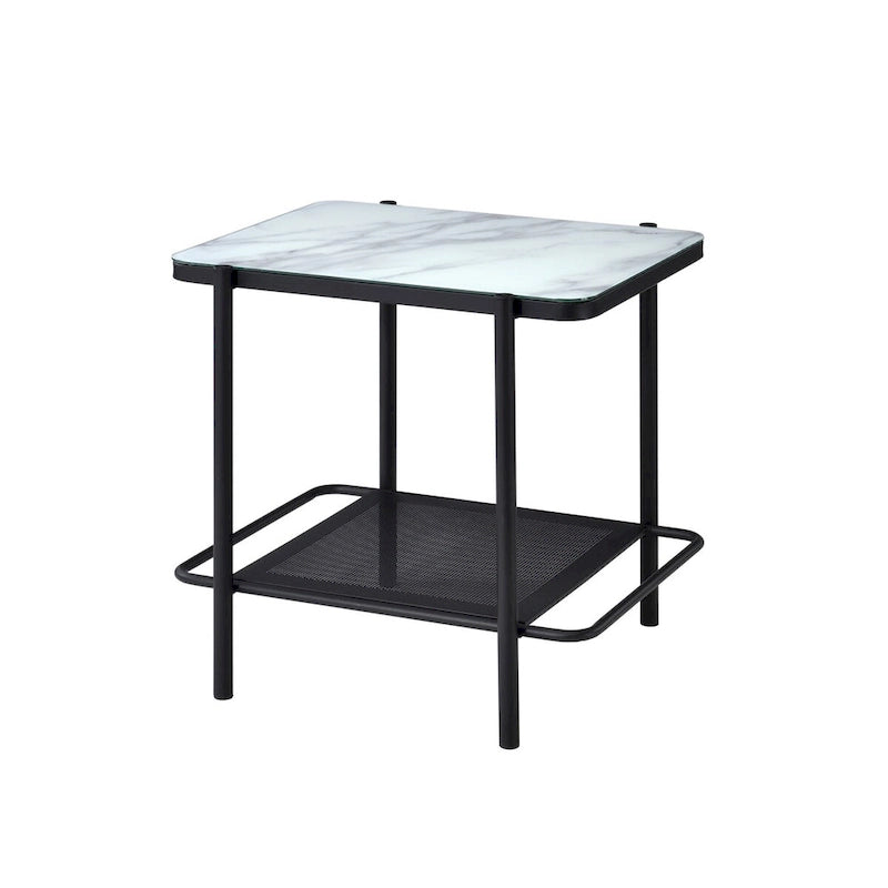 Ensemble de 3 tables basses contemporaines Puetz avec plateau en verre blanc, par Furniture of America