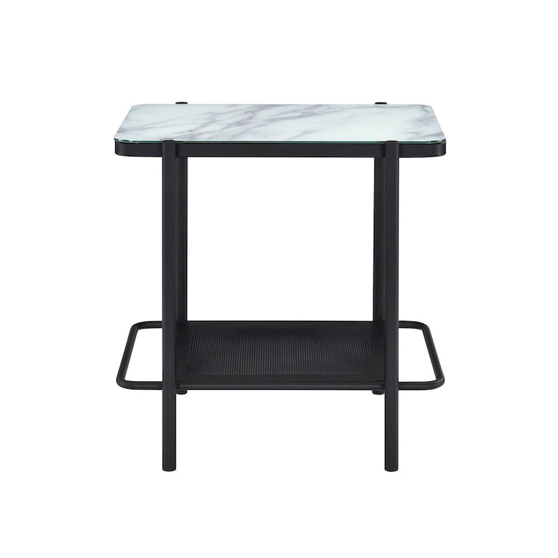 Ensemble de 3 tables basses contemporaines Puetz avec plateau en verre blanc, par Furniture of America