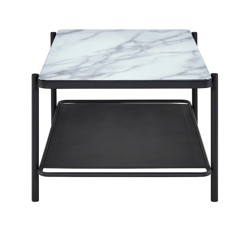 Ensemble de 3 tables basses contemporaines Puetz avec plateau en verre blanc, par Furniture of America
