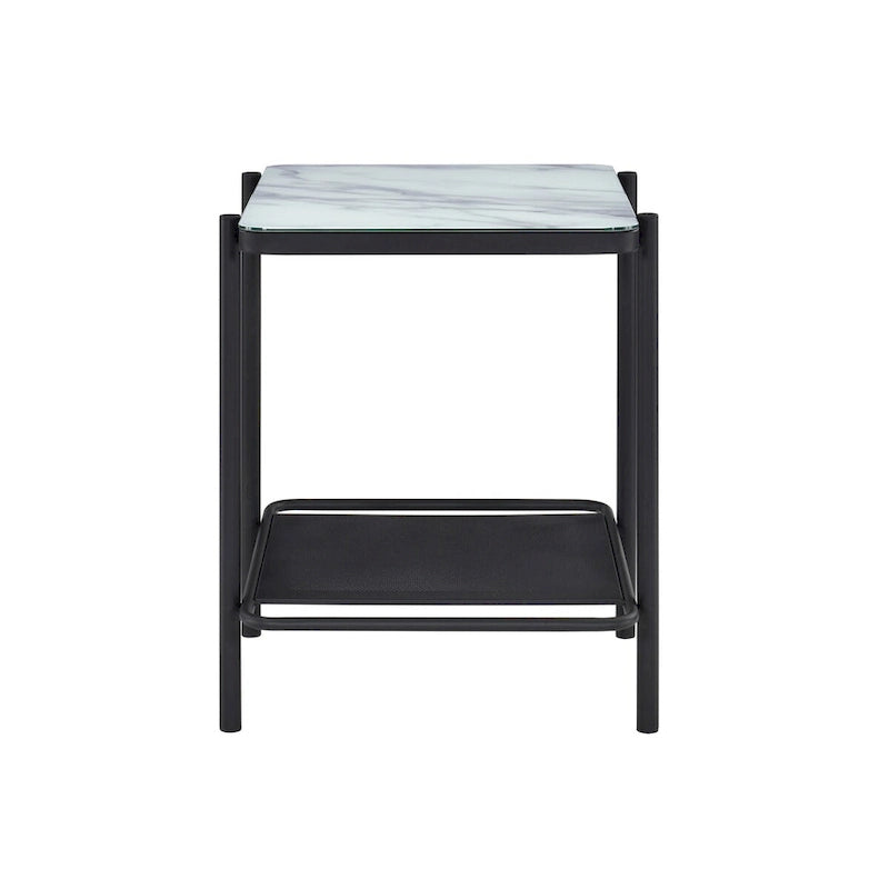 Ensemble de 3 tables basses contemporaines Puetz avec plateau en verre blanc, par Furniture of America