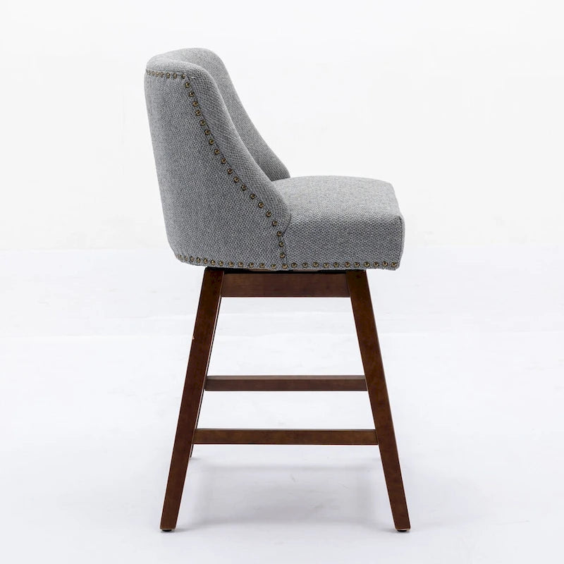 Tabourets de bar pivotants à hauteur de comptoir, hauteur d'assise 66 cm, ensemble de 2 tabourets de bar rembourrés en tissu