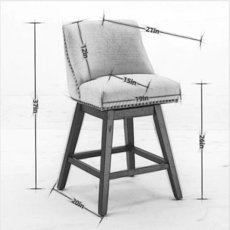 Tabourets de bar pivotants à hauteur de comptoir, hauteur d'assise 66 cm, ensemble de 2 tabourets de bar rembourrés en tissu