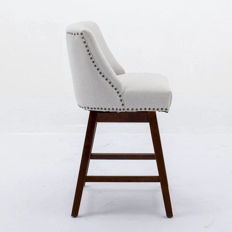 Tabourets de bar pivotants à hauteur de comptoir, hauteur d'assise 66 cm, ensemble de 2 tabourets de bar rembourrés en tissu