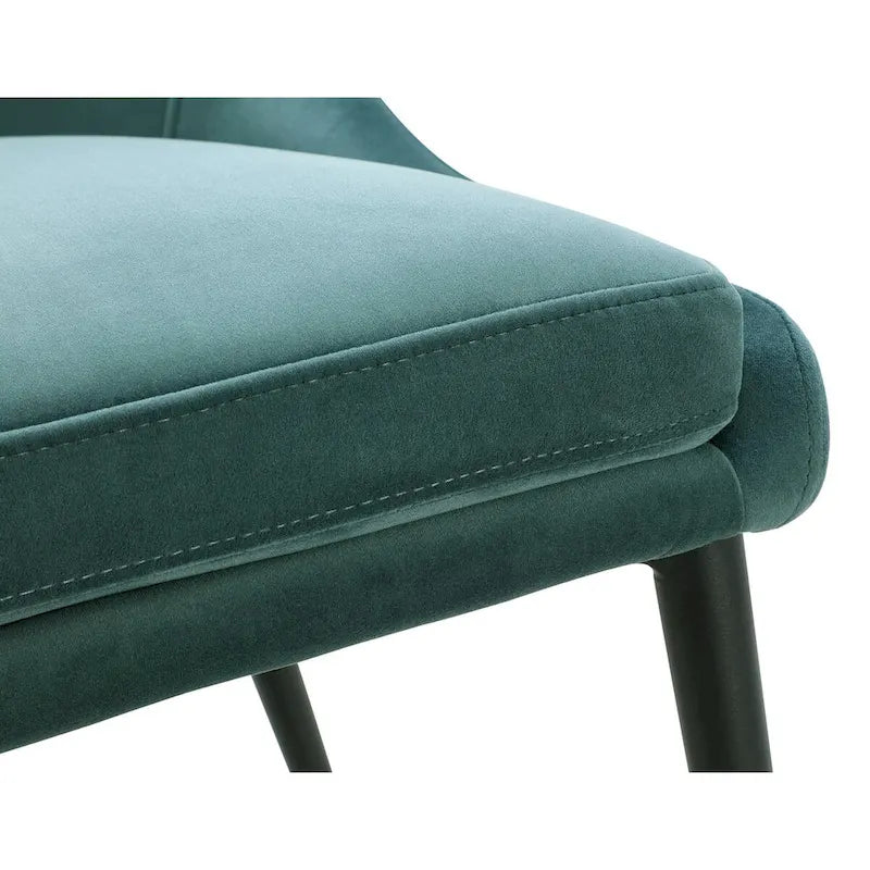 Ensemble de 2 chaises de salle à manger Wils de 51 cm (20 pouces), velours vert, pieds fuselés en métal noir