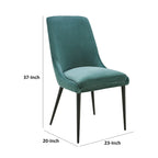 Ensemble de 2 chaises de salle à manger Wils de 51 cm (20 pouces), velours vert, pieds fuselés en métal noir