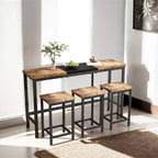 Kitchen Dining Table,Pub Table,Long Dining Table Set with 3 Stools