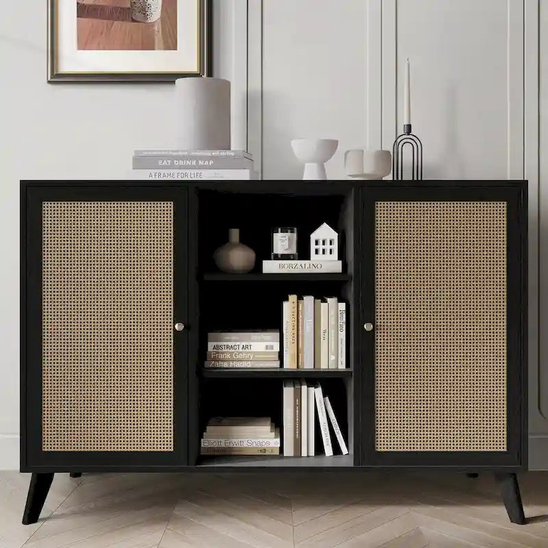 CraftPorch Mid-Century Modern Black SideBoard Cabinet