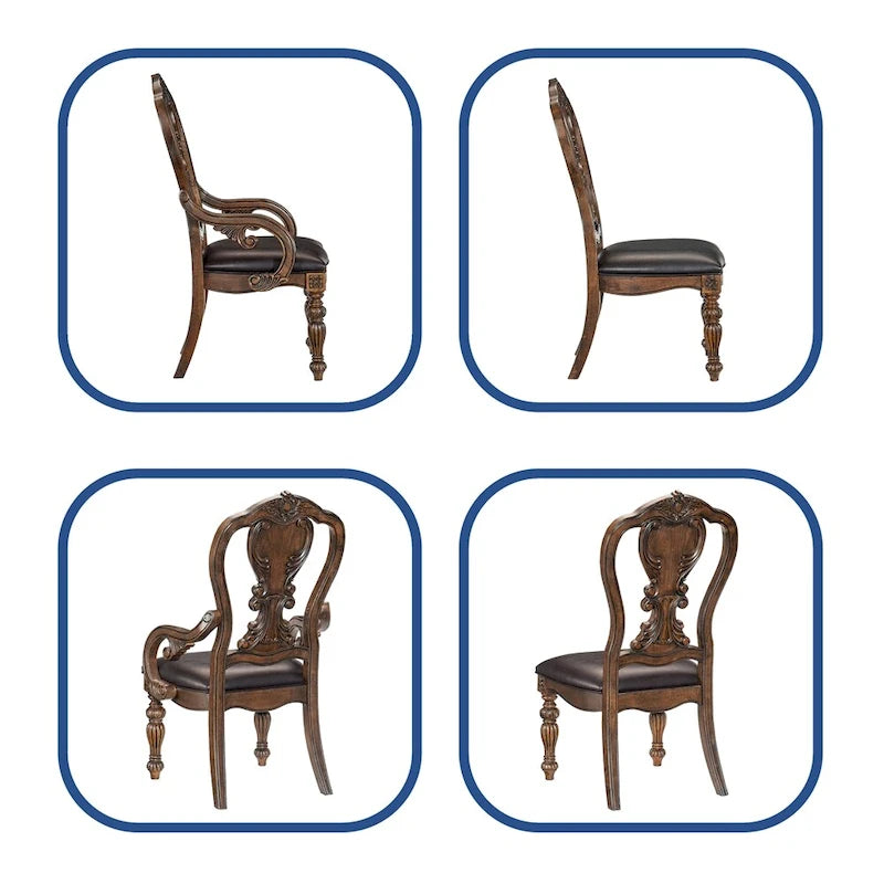 Ensemble de salle à manger 9 pièces avec rallonge, 2 fauteuils et 6 chaises.