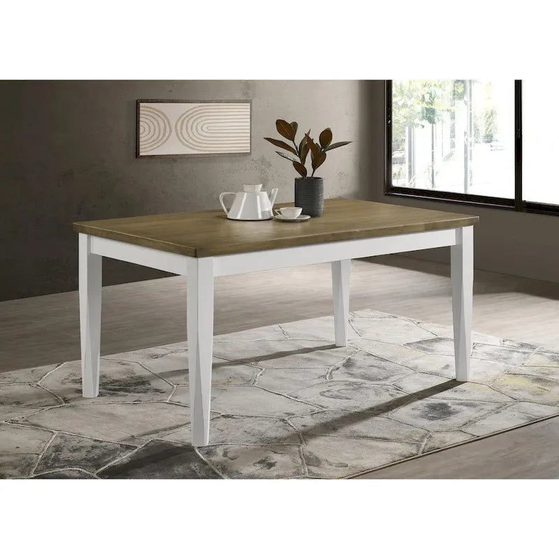 Pratto Brown Brushed and Off White Rectangular Dining Table