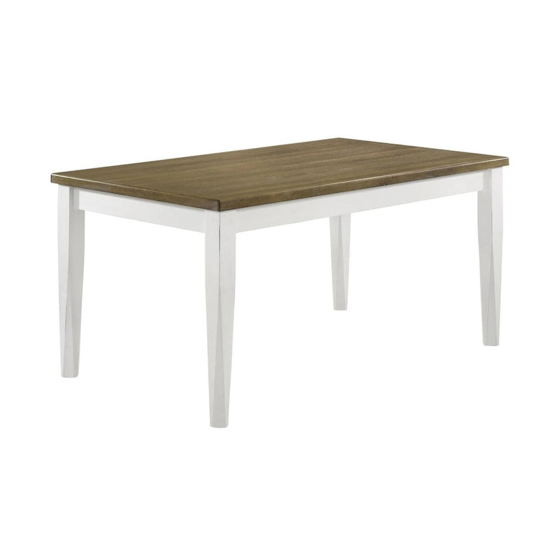 Table de salle à manger rectangulaire Pratto marron brossé et blanc cassé